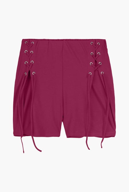 Womens Red Draw Cord Details Boxy Shorts