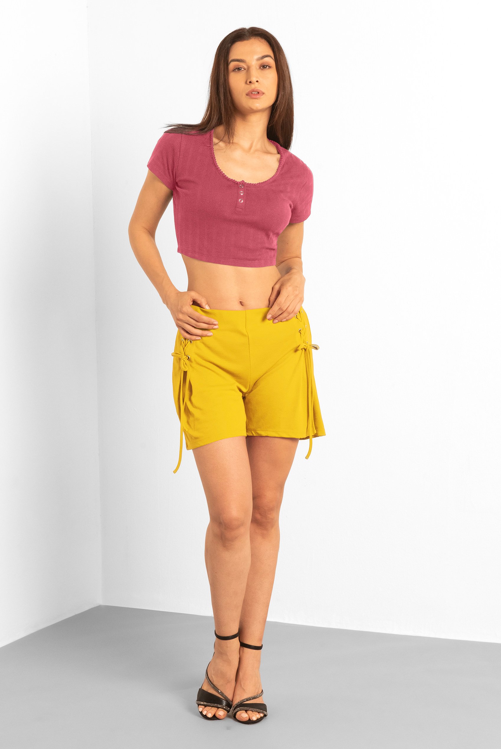 Womens Draw Cord Details Boxy Shorts