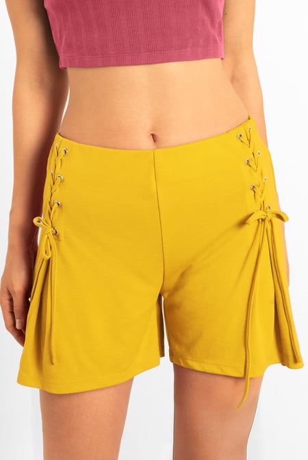 Womens Red Draw Cord Details Boxy Shorts
