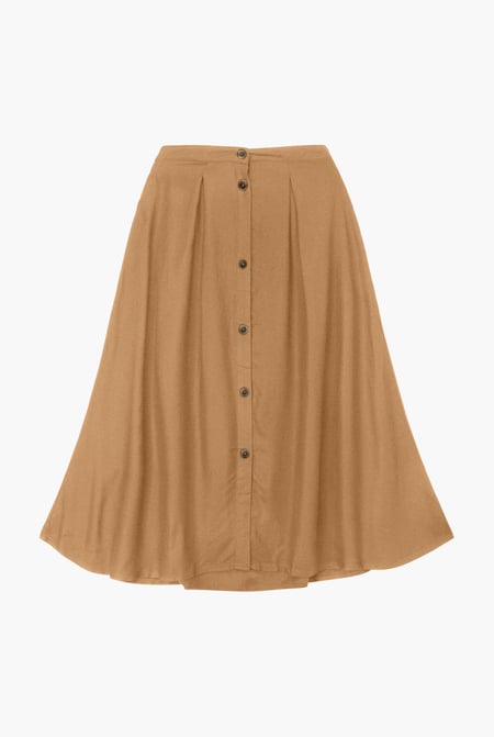 Brown A-Line Front Button Through Skirts