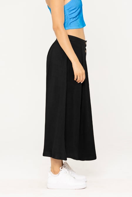 Black A-Line Front Button Through Skirts