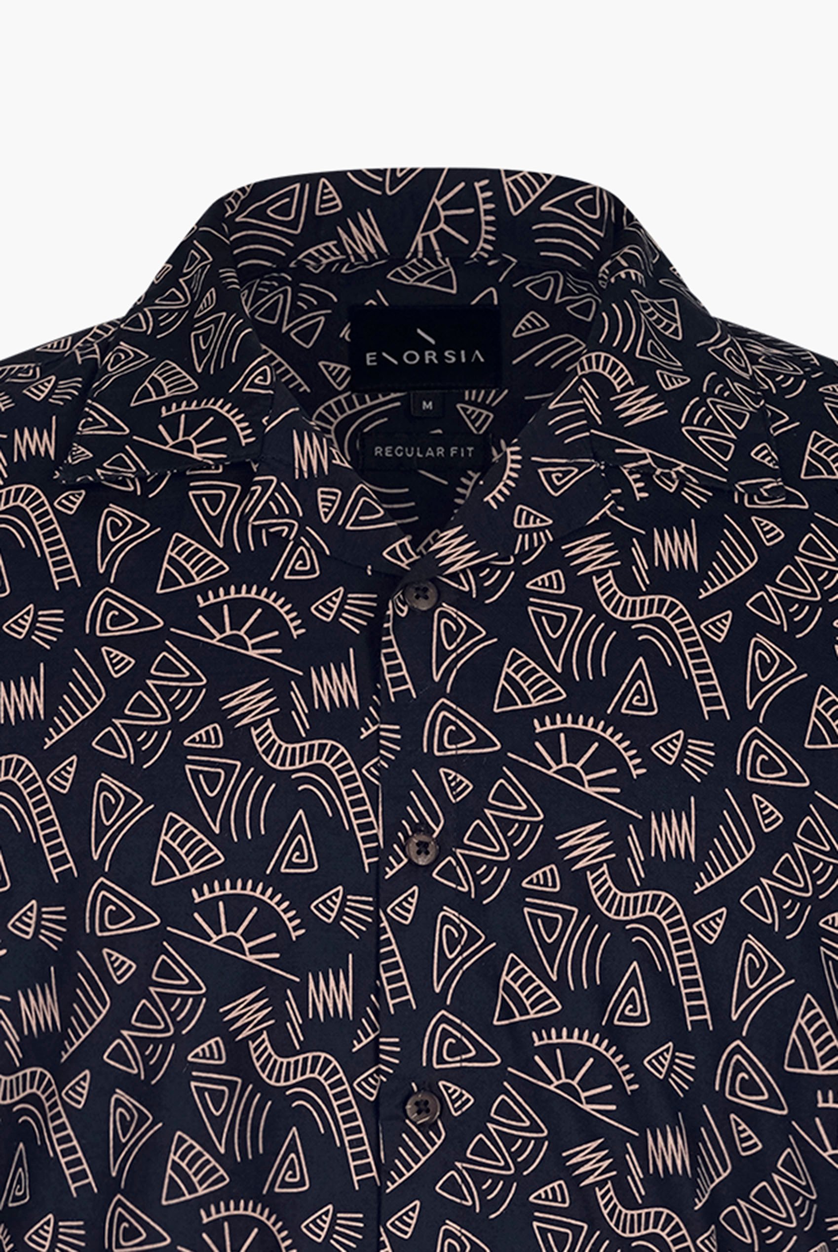 Pencilled Revere Collar Short Sleeve Shirt