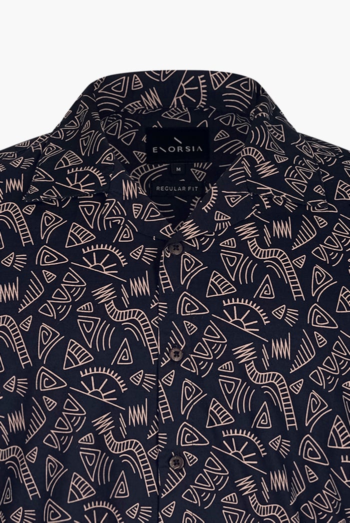 Pencilled Revere Collar Short Sleeve Shirt