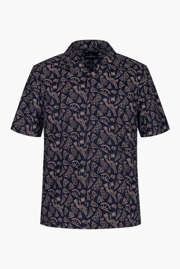 Pencilled Revere Collar Short Sleeve Shirt