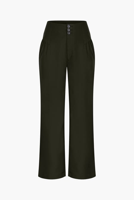 Blue High-Waisted  Stright Leg Trousers