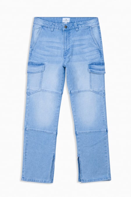 Light Blue Relaxed Utility Side Slit Jeans