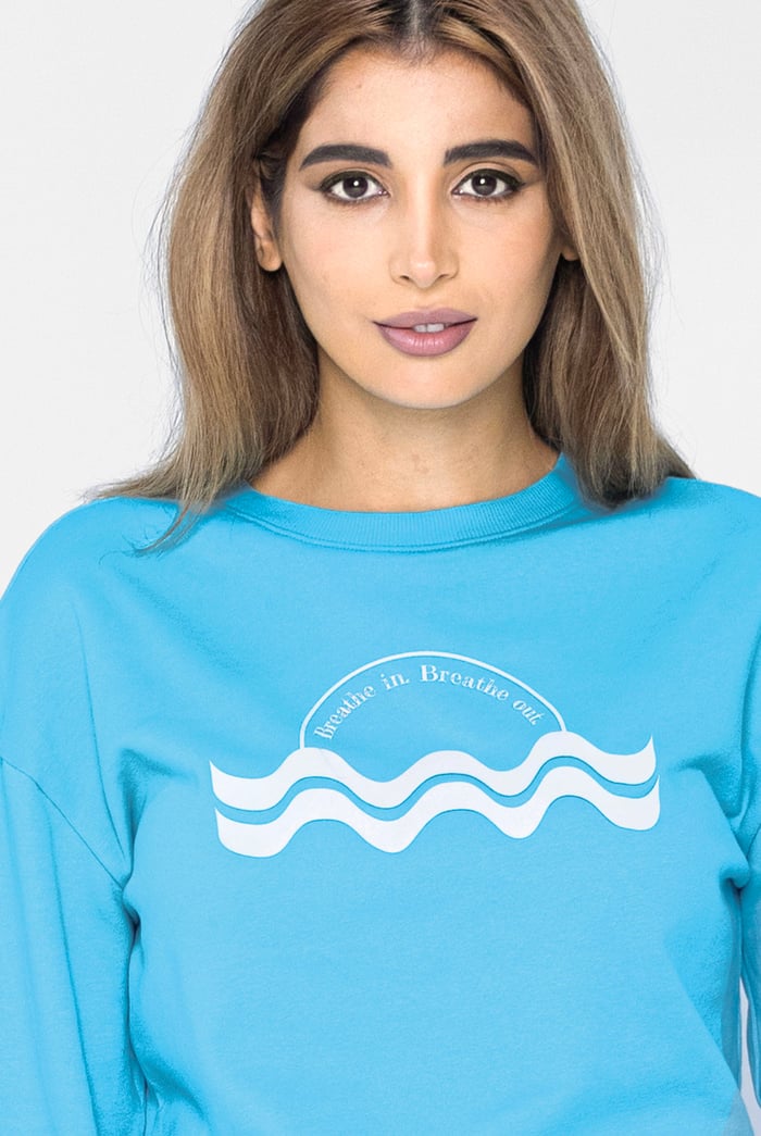 Raw Edge Chest Print Sweatshirt