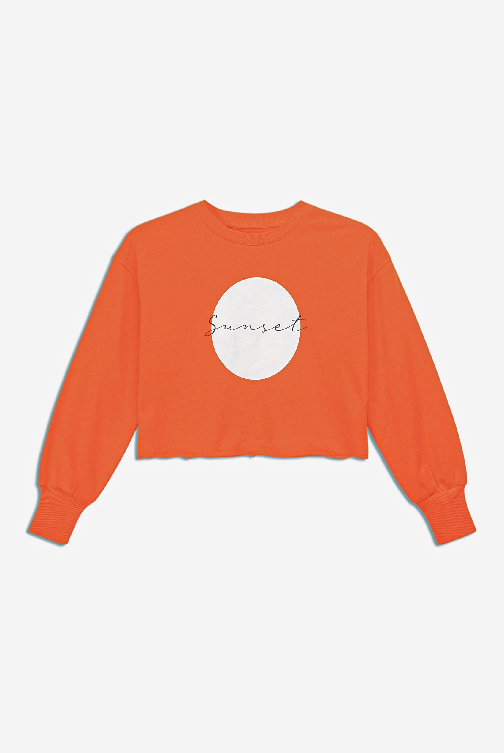 Raw Edge Chest Print Sweatshirt