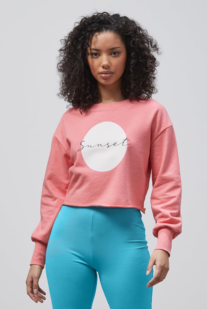 Raw Edge Chest Print Sweatshirt