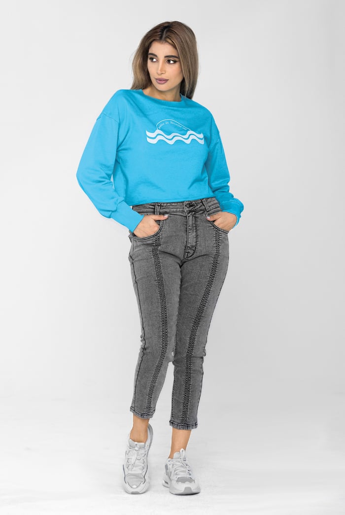 Raw Edge Chest Print Sweatshirt
