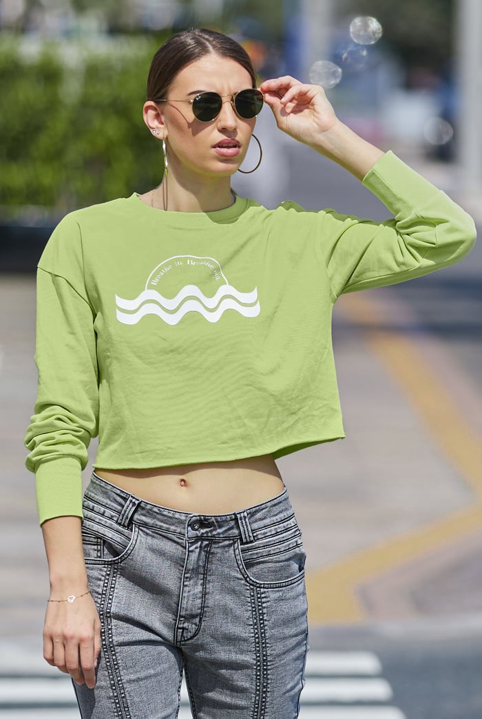 Raw Edge Chest Print Sweatshirt