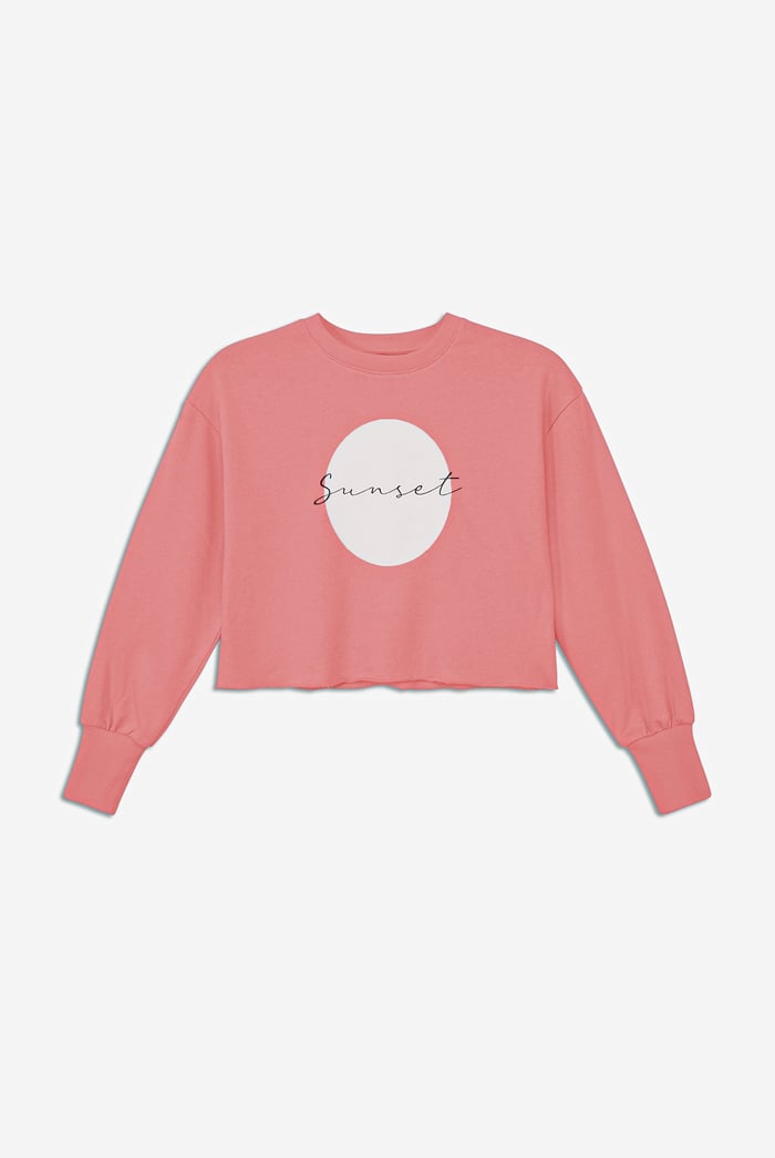 Raw Edge Chest Print Sweatshirt