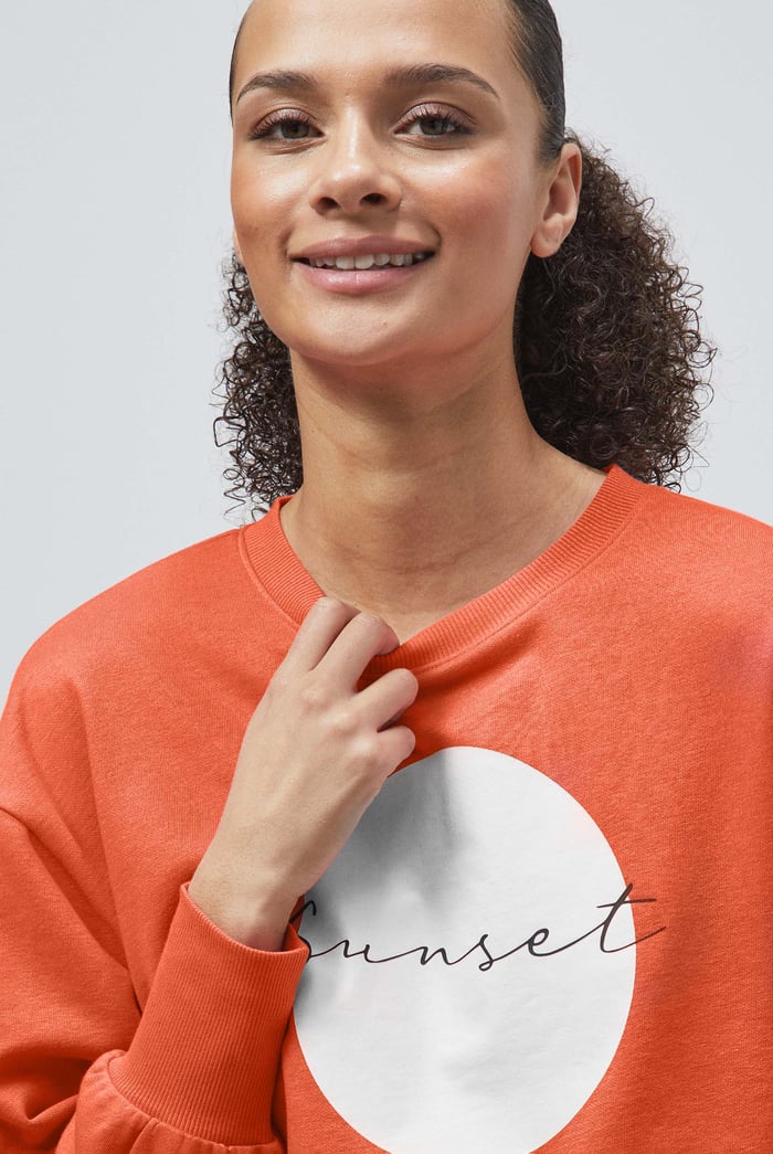 Raw Edge Chest Print Sweatshirt