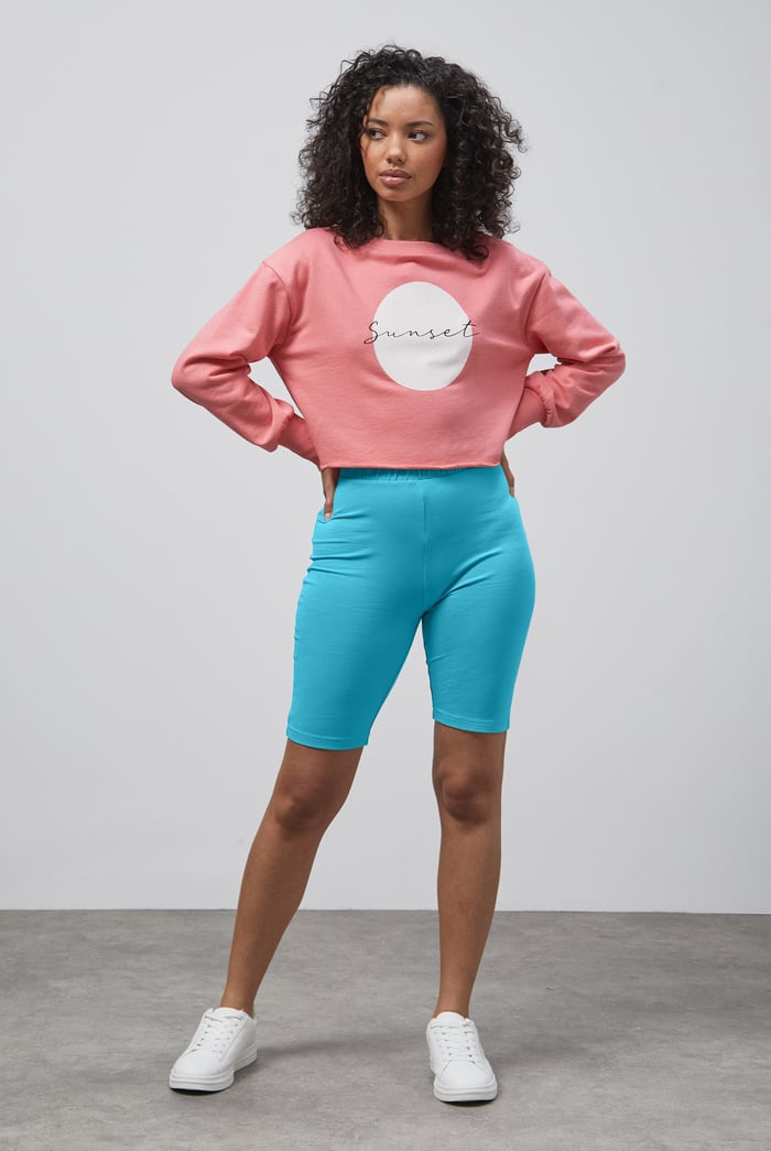 Raw Edge Chest Print Sweatshirt