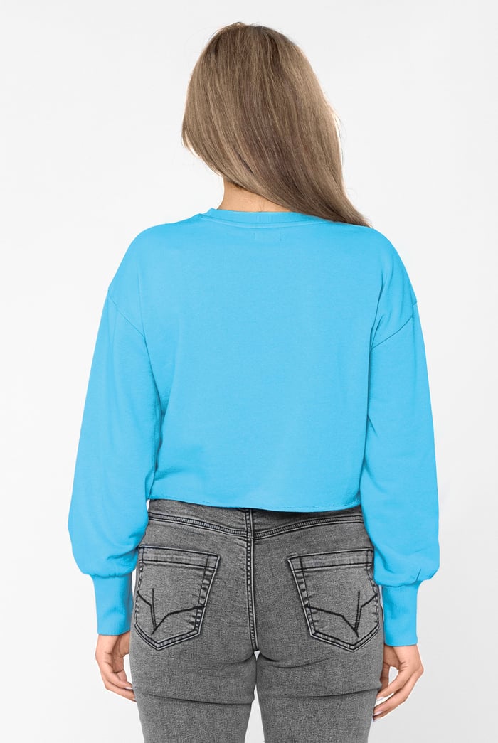 Raw Edge Chest Print Sweatshirt