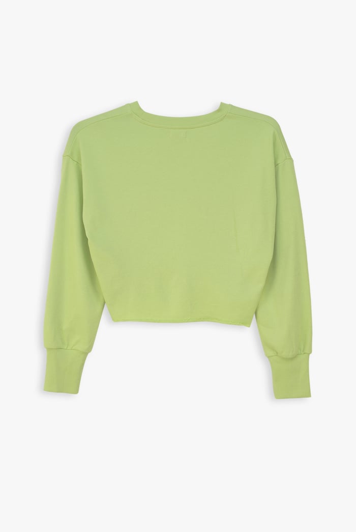 Raw Edge Chest Print Sweatshirt