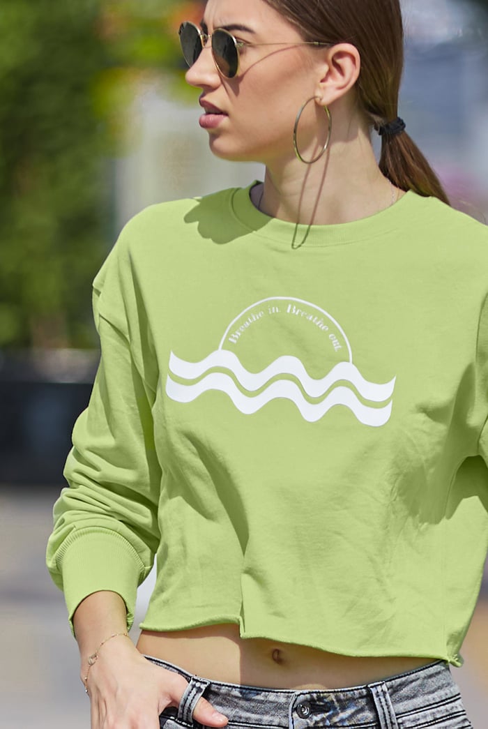 Raw Edge Chest Print Sweatshirt