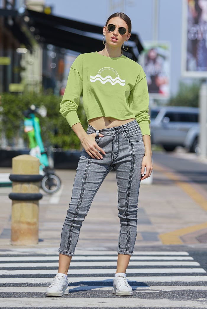 Raw Edge Chest Print Sweatshirt