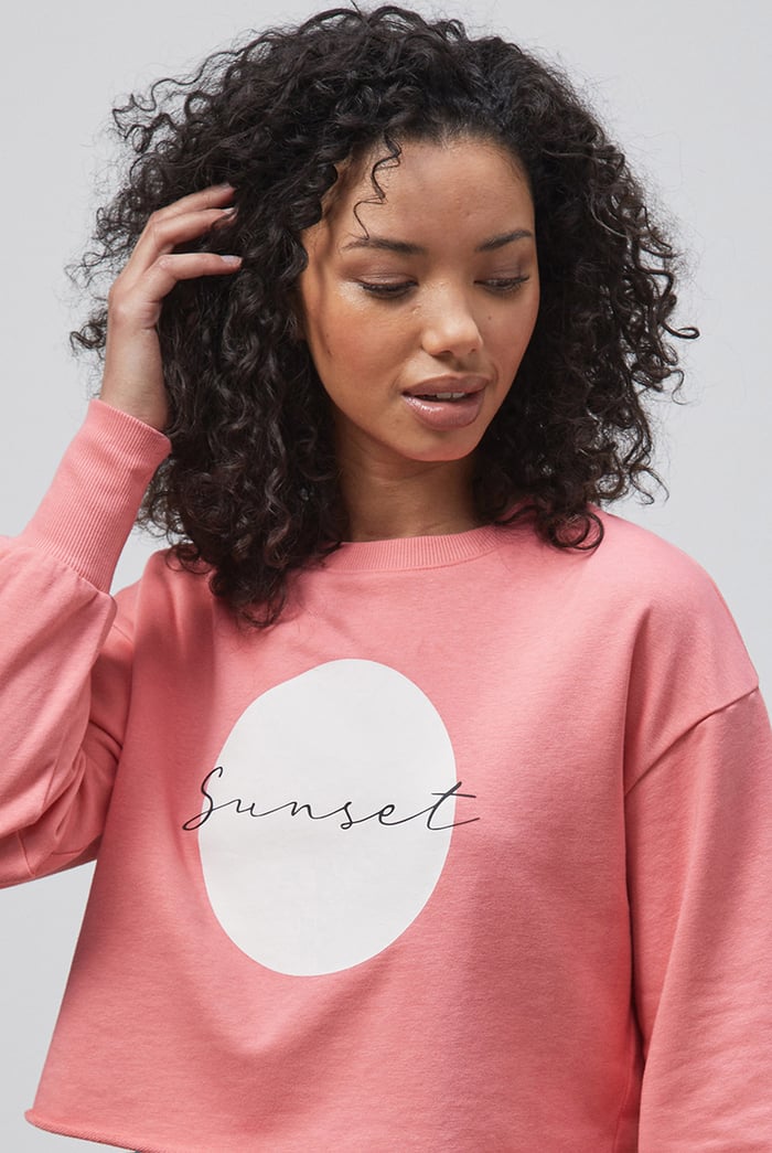 Raw Edge Chest Print Sweatshirt