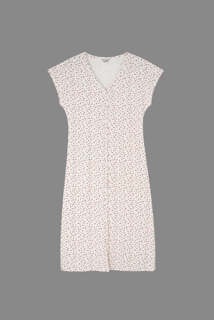 Button Front Printed Ribbed Midi dress