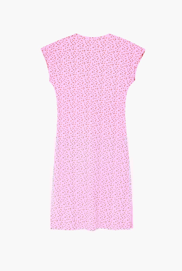 Button Front Printed Ribbed Midi dress