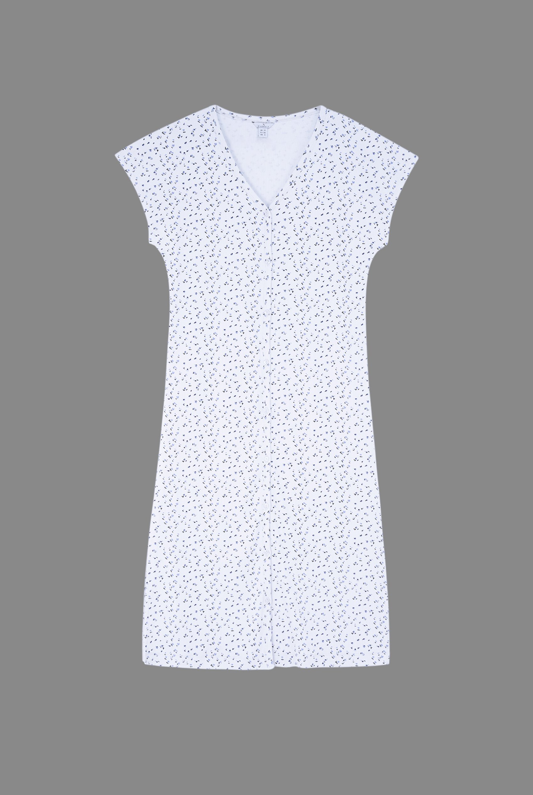 Button Front Printed Ribbed Midi dress