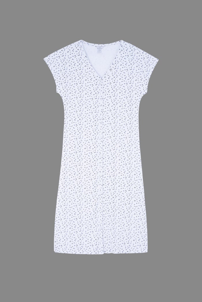 Button Front Printed Ribbed Midi dress