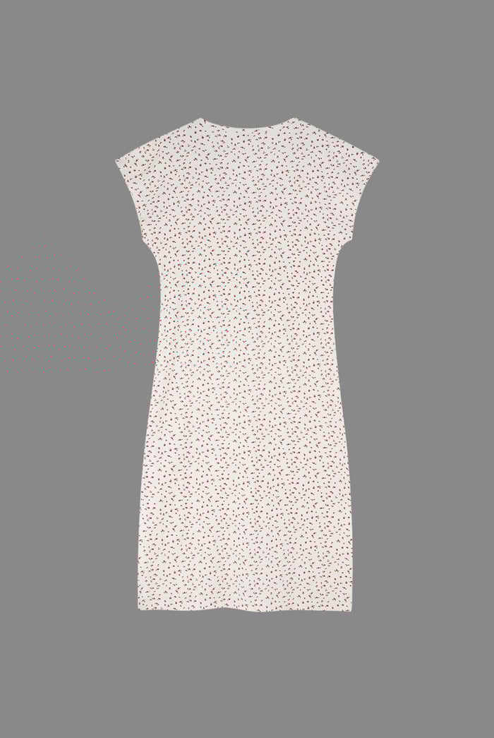 Button Front Printed Ribbed Midi dress