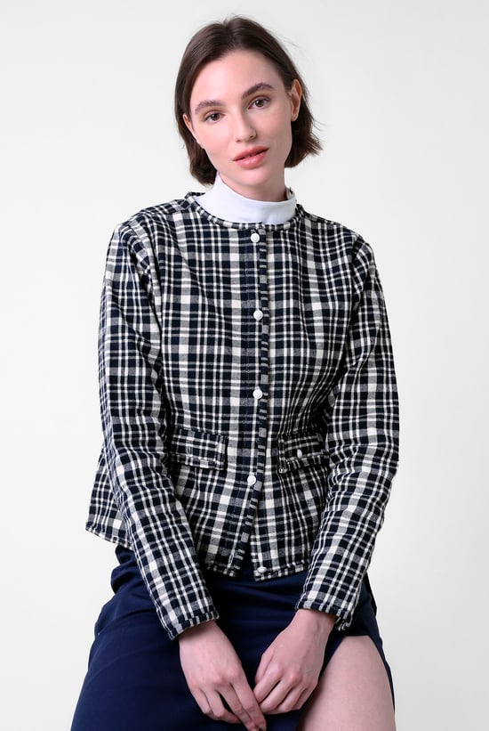 Womens Cropped Button Up Jacket