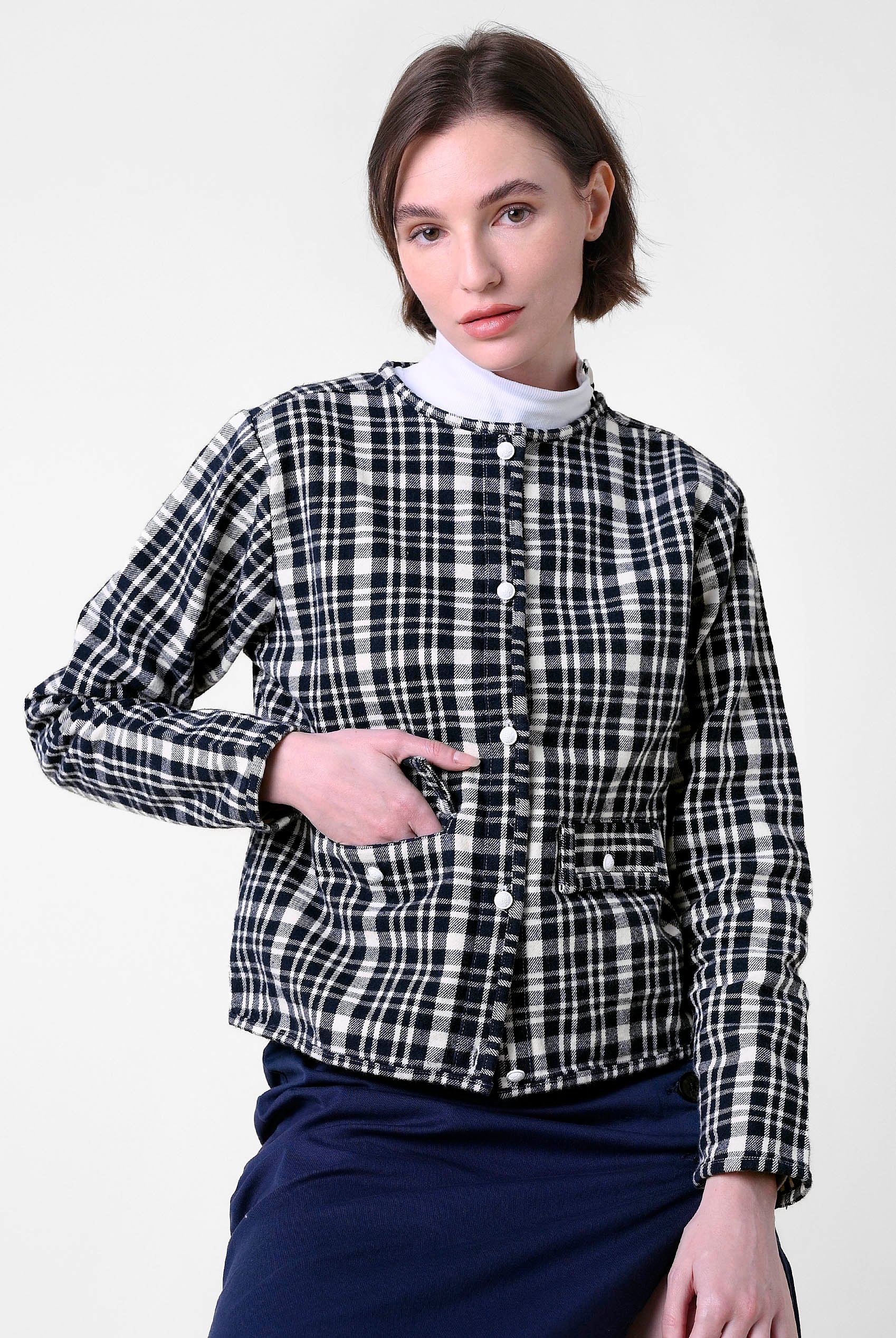 Womens Cropped Button Up Jacket