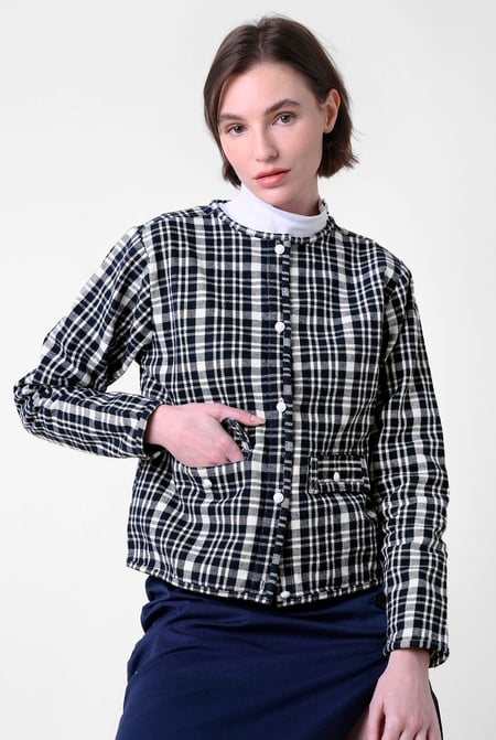 Womens Multicoloured Cropped Button Up Jacket