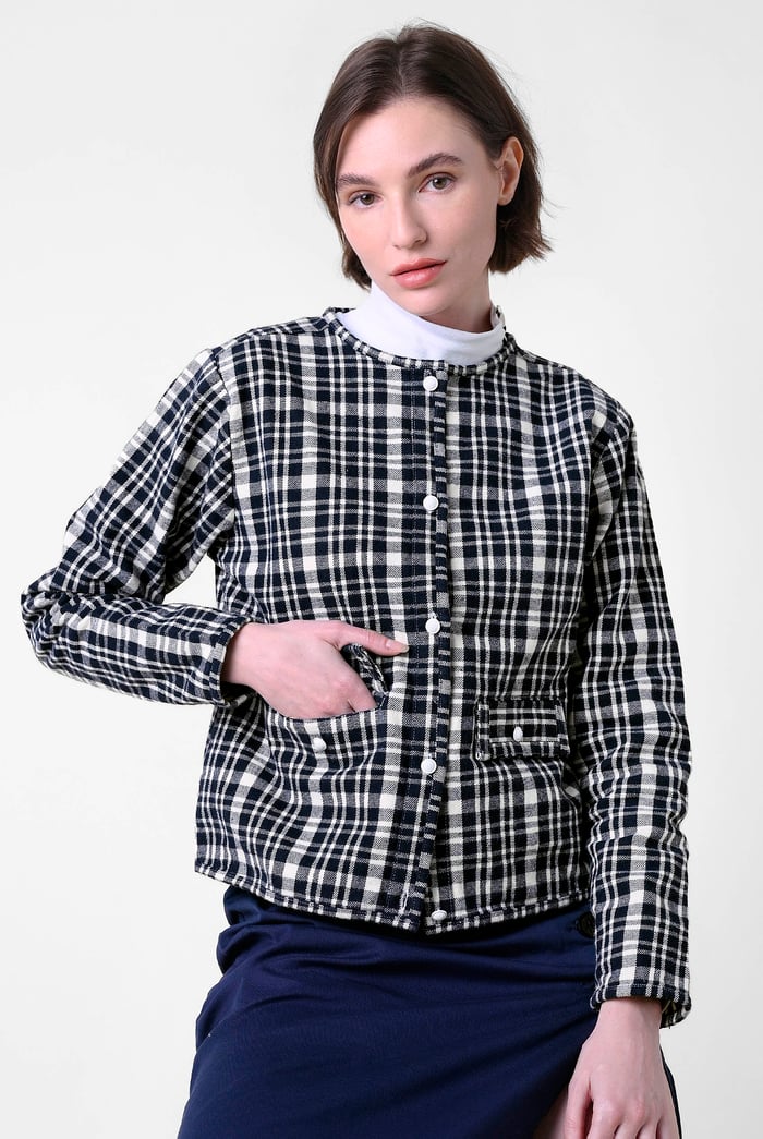 Womens Cropped Button Up Jacket