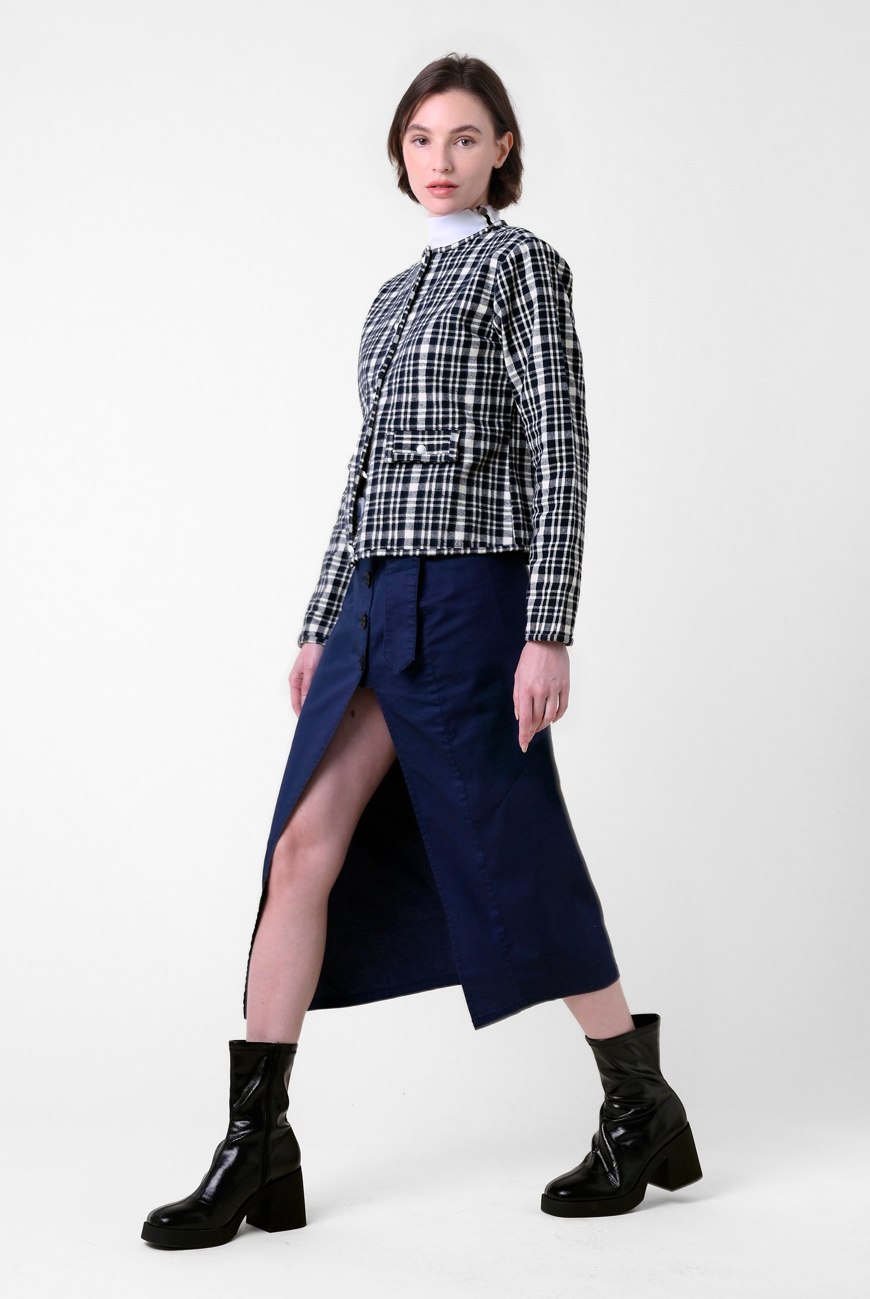 Womens Cropped Button Up Jacket