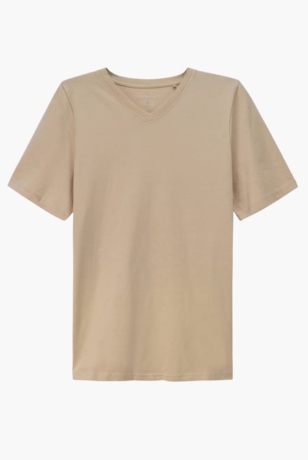 Cream V-Neck T-Shirt