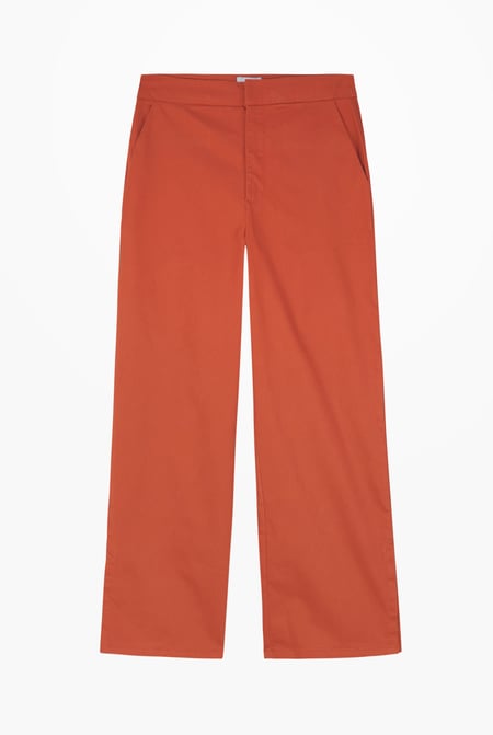 Orange Wide Leg Split Hem Trousers