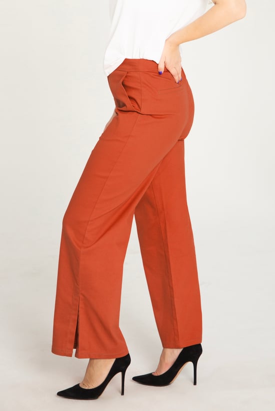 Wide Leg Split Hem Trousers