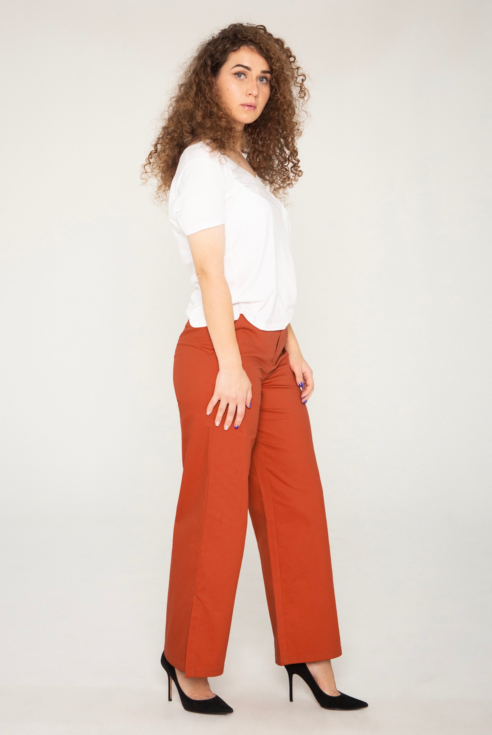 Wide Leg Split Hem Trousers