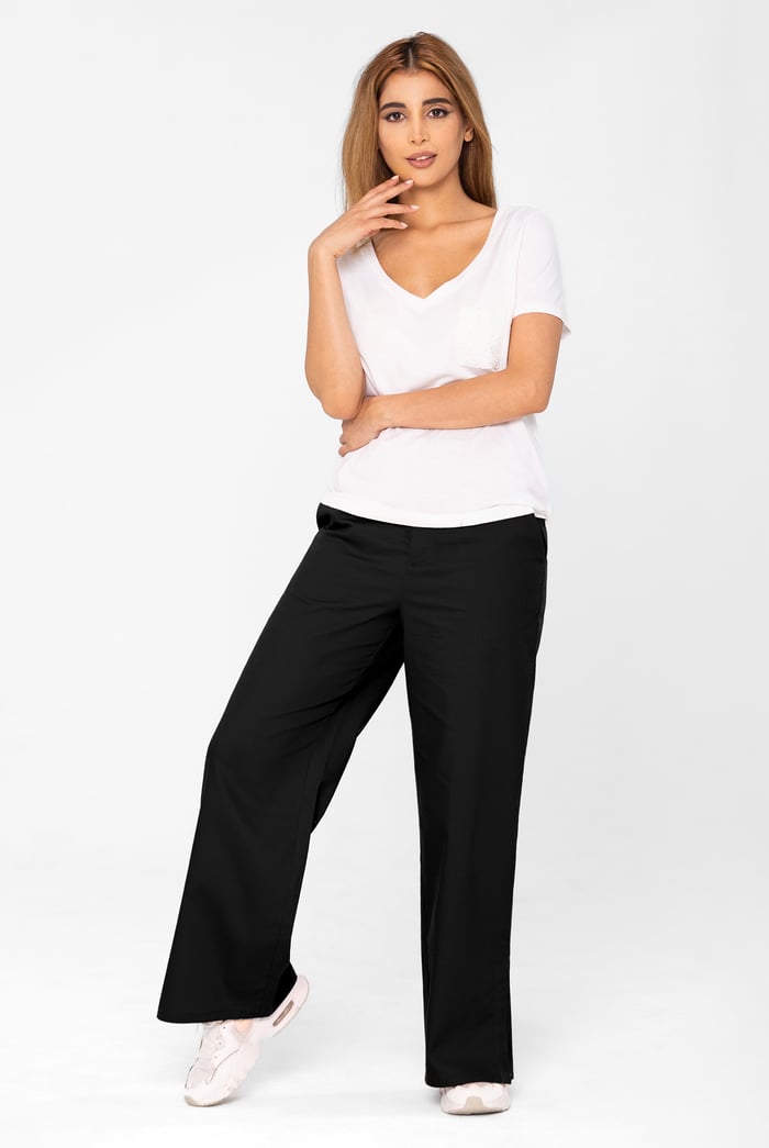 Wide Leg Split Hem Trousers