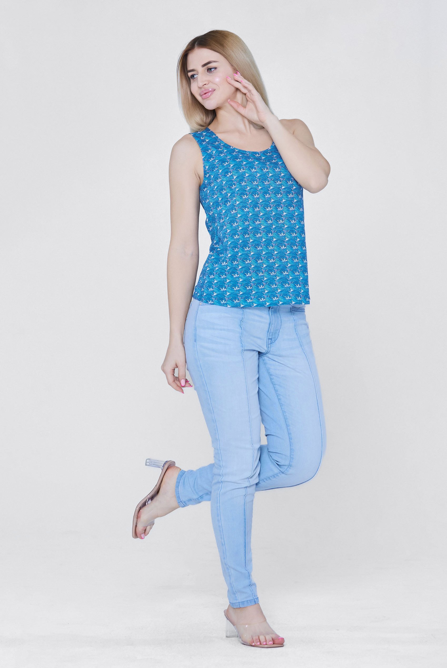 Wave Printed Vest Tank Top