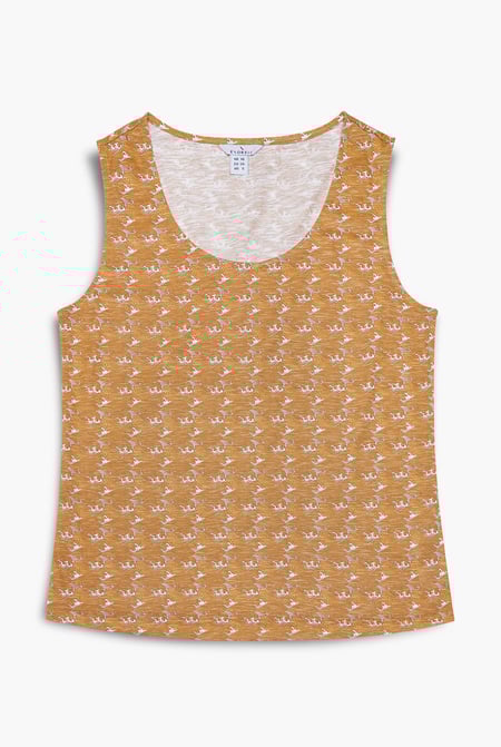 Orange Wave Printed Vest Tank Top