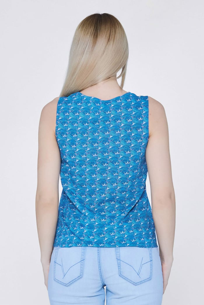 Wave Printed Vest Tank Top
