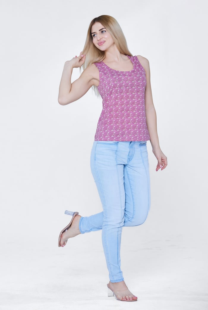 Wave Printed Vest Tank Top