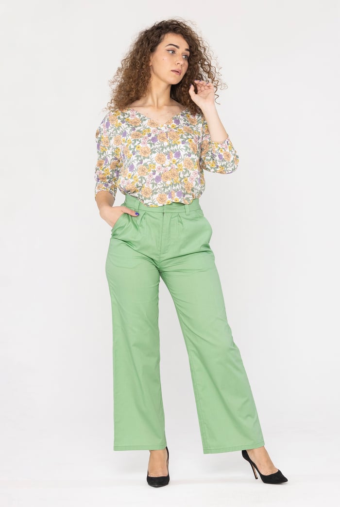 Wide Leg Woven Smart Trousers
