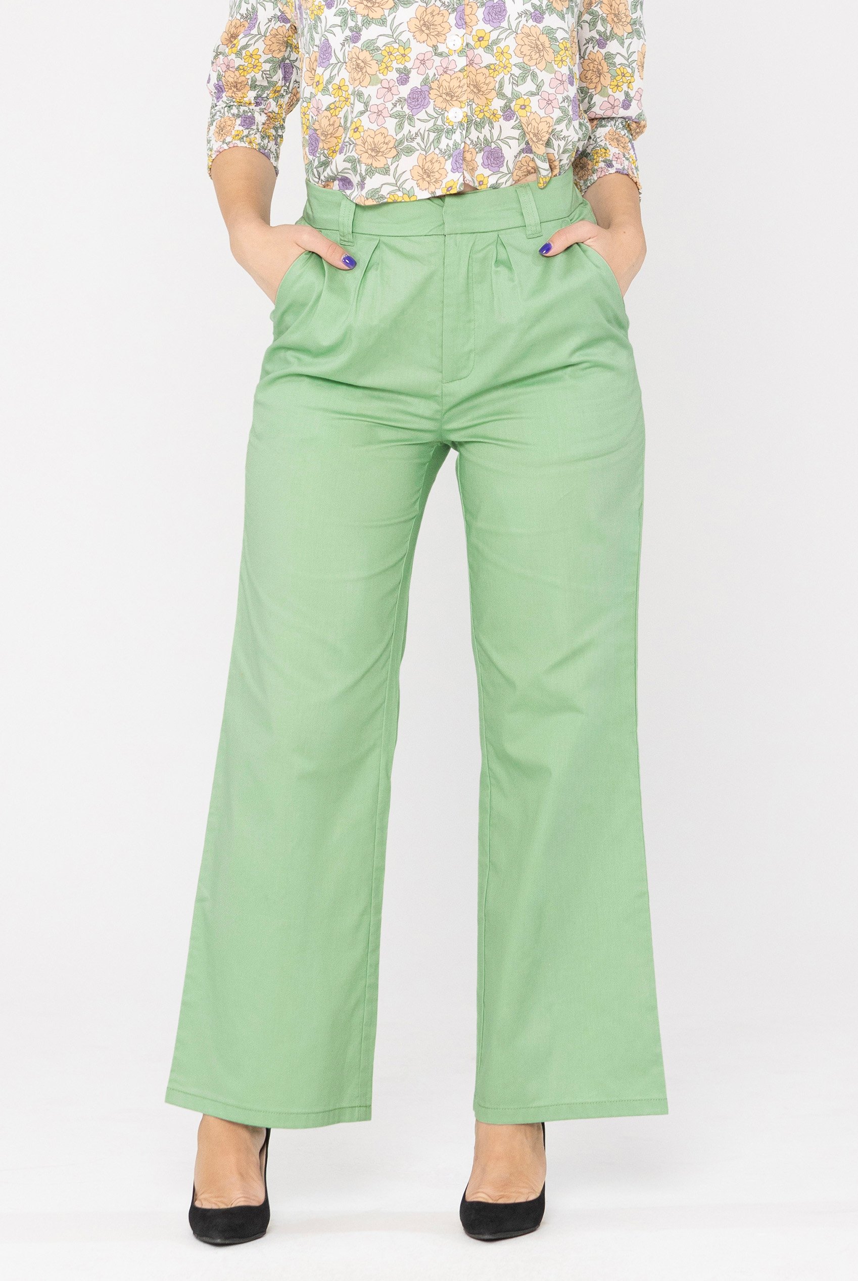 Wide Leg Woven Smart Trousers
