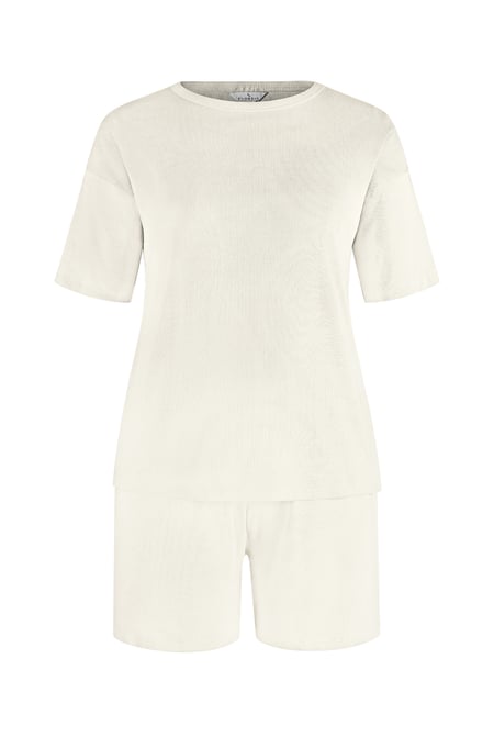 White Ribbed T-Shirt & Shorts Set