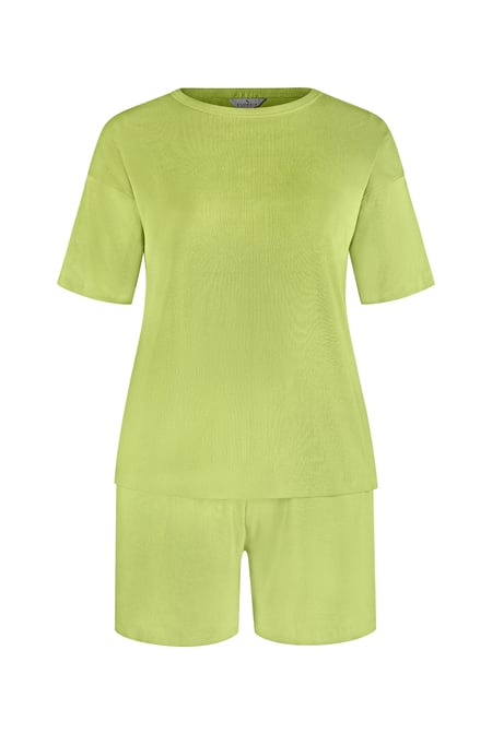Green Ribbed T-Shirt & Shorts Set