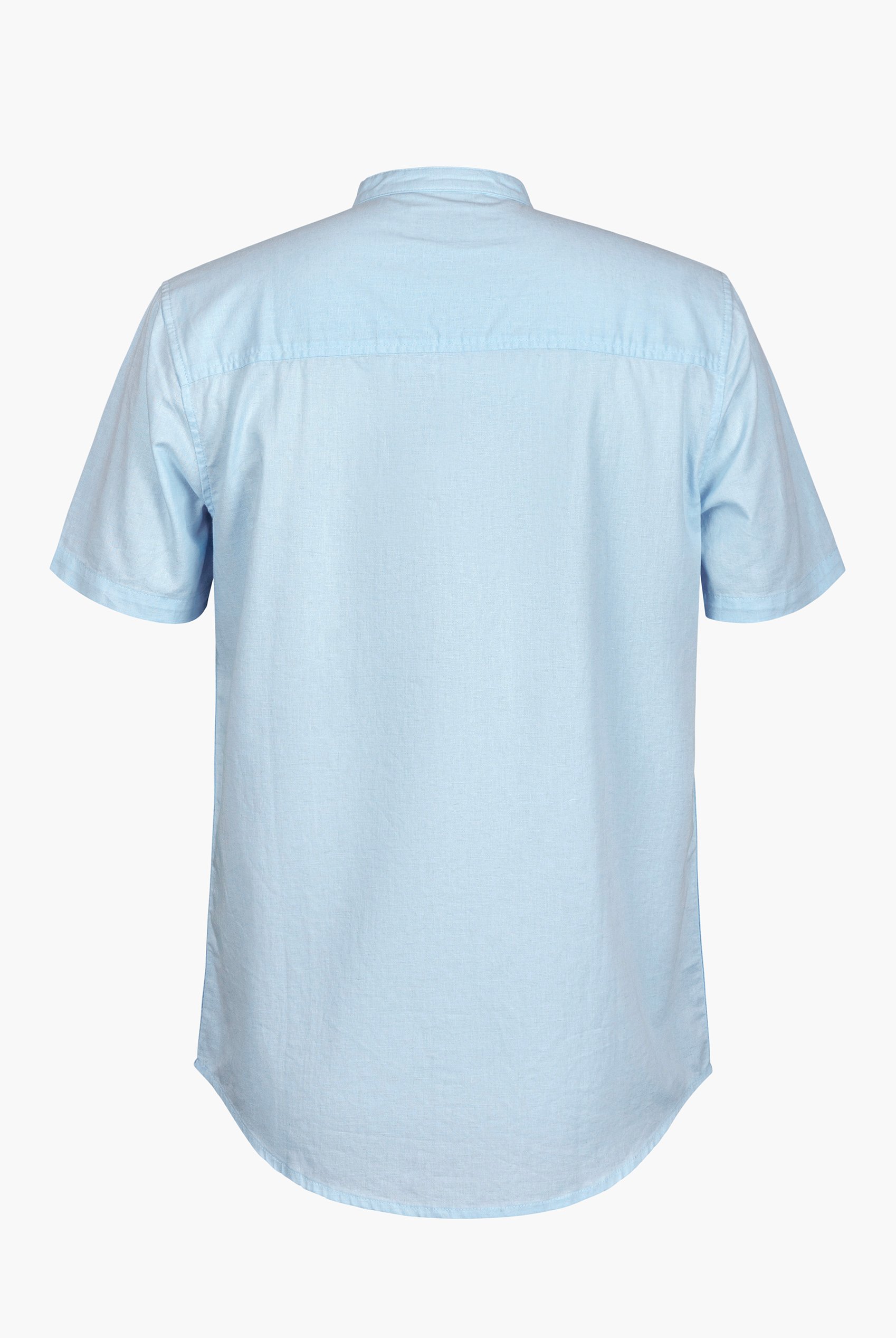 Short Sleeve Band Collar Woven Shirt