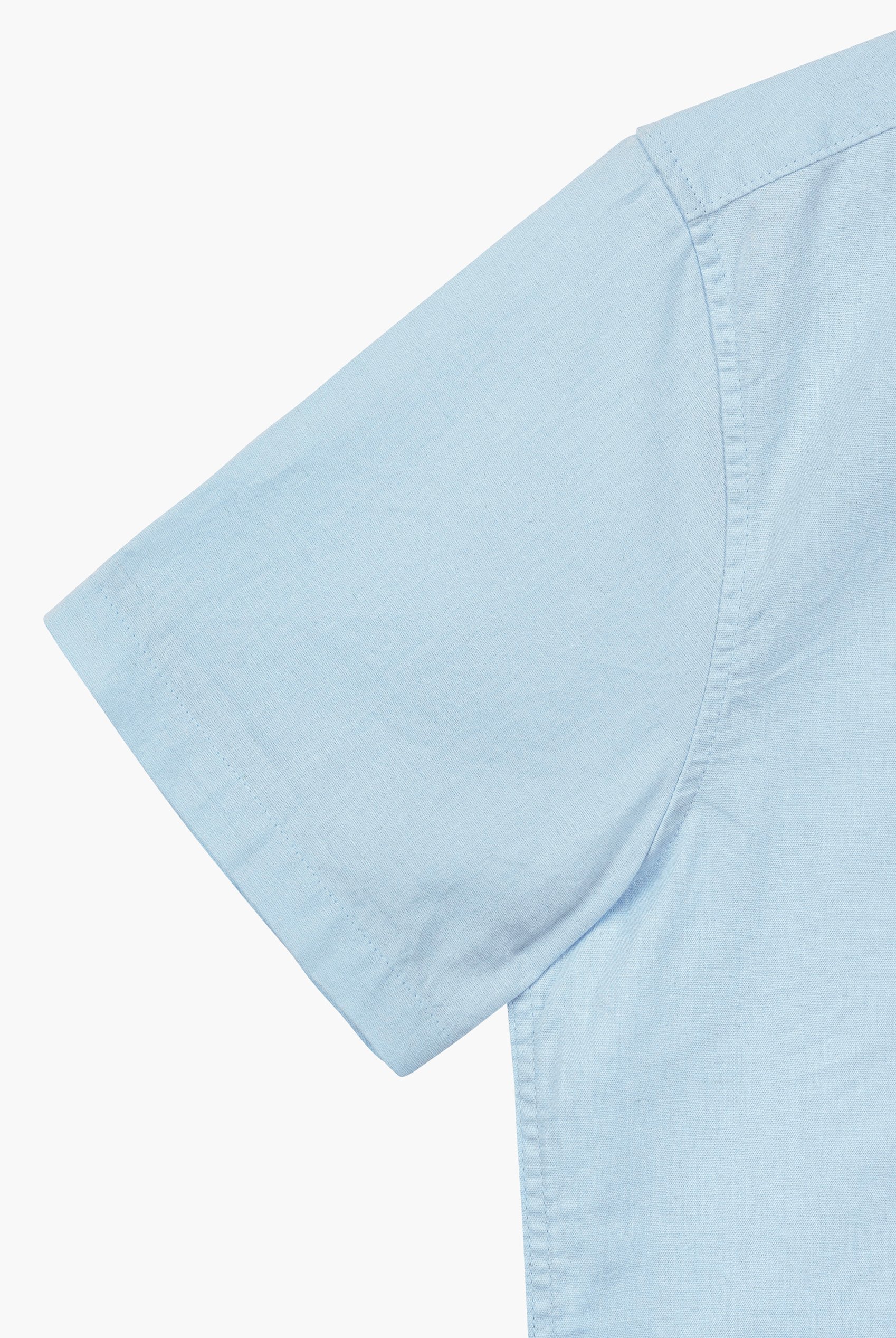 Short Sleeve Band Collar Woven Shirt