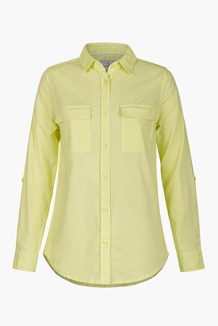 Lime Green Relaxed Fit Cotton-Linen Shirt