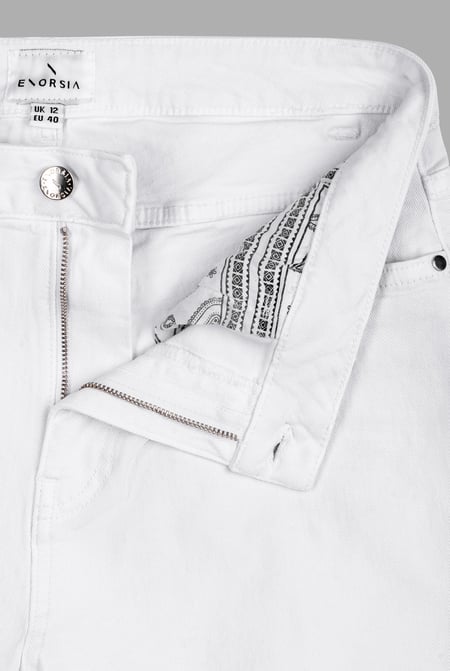 White Turned Hem Stretch Shorts